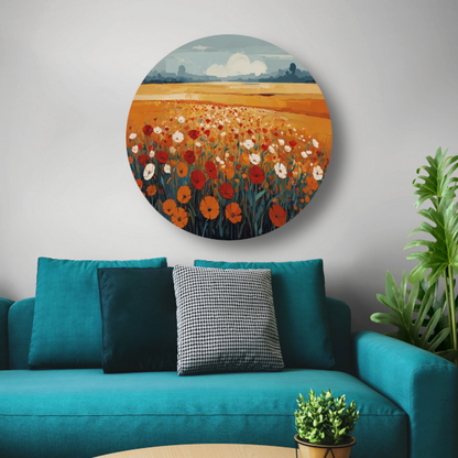 Vibrant Summer Poppies in Full Bloom aluminium muurcirkel
