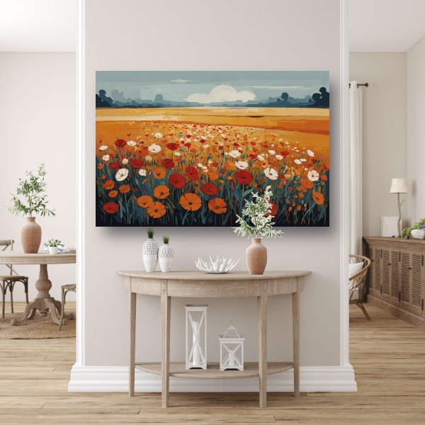 Vibrant Summer Poppies in Full Bloom canvas met baklijst