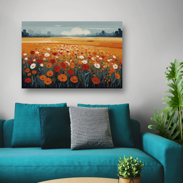 Vibrant Summer Poppies in Full Bloom canvas met baklijst