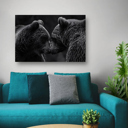 Twee beren in donkere omgeving poster
