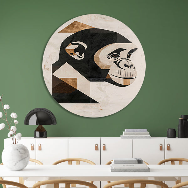 Abstracte Monochrome Aap Geometrie Kunstwerk forex muurcirkel
