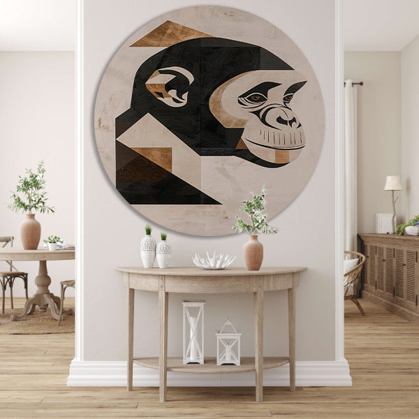 Abstracte Monochrome Aap Geometrie Kunstwerk forex muurcirkel