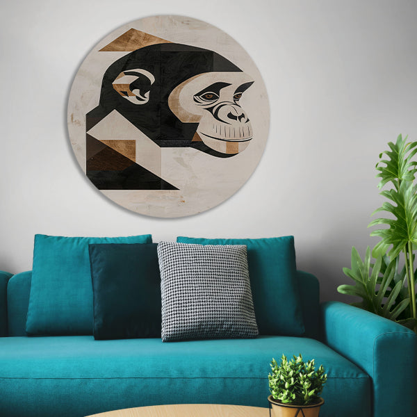 Abstracte Monochrome Aap Geometrie Kunstwerk forex muurcirkel