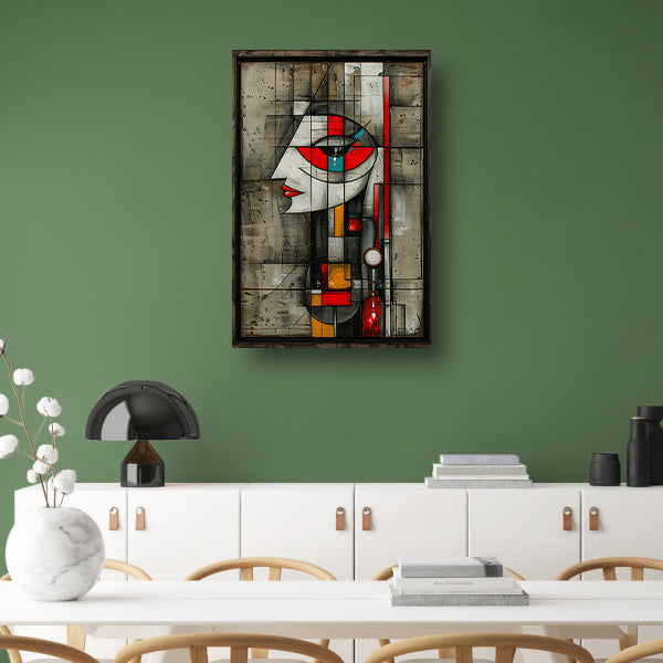 Kubistisch portret van een vrouw in kleur canvas
