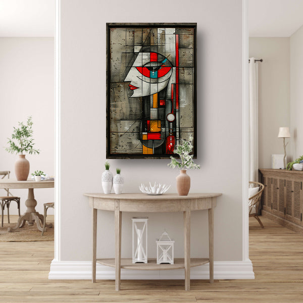 Kubistisch portret van een vrouw in kleur canvas