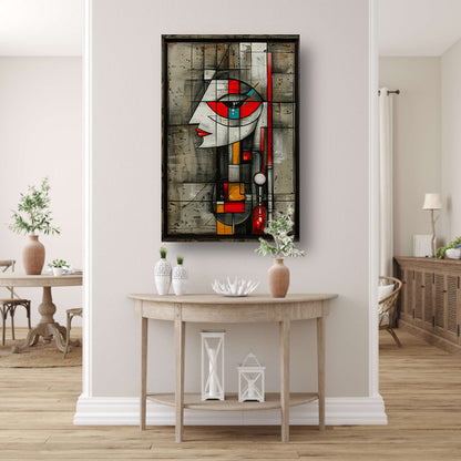 Kubistisch portret van een vrouw in kleur canvas