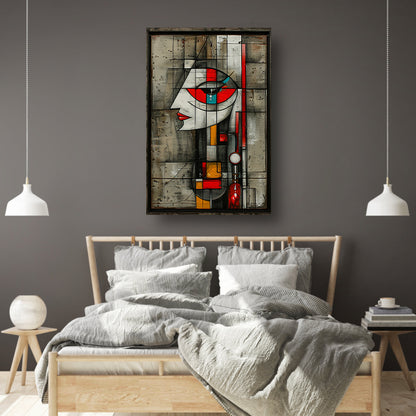 Kubistisch portret van een vrouw in kleur canvas