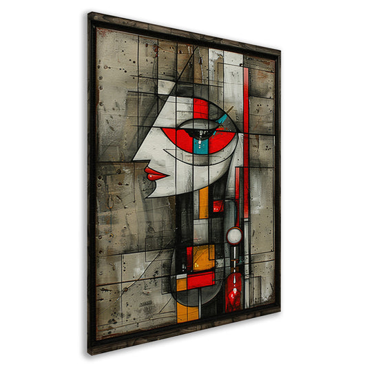 Kubistisch portret van een vrouw in kleur canvas