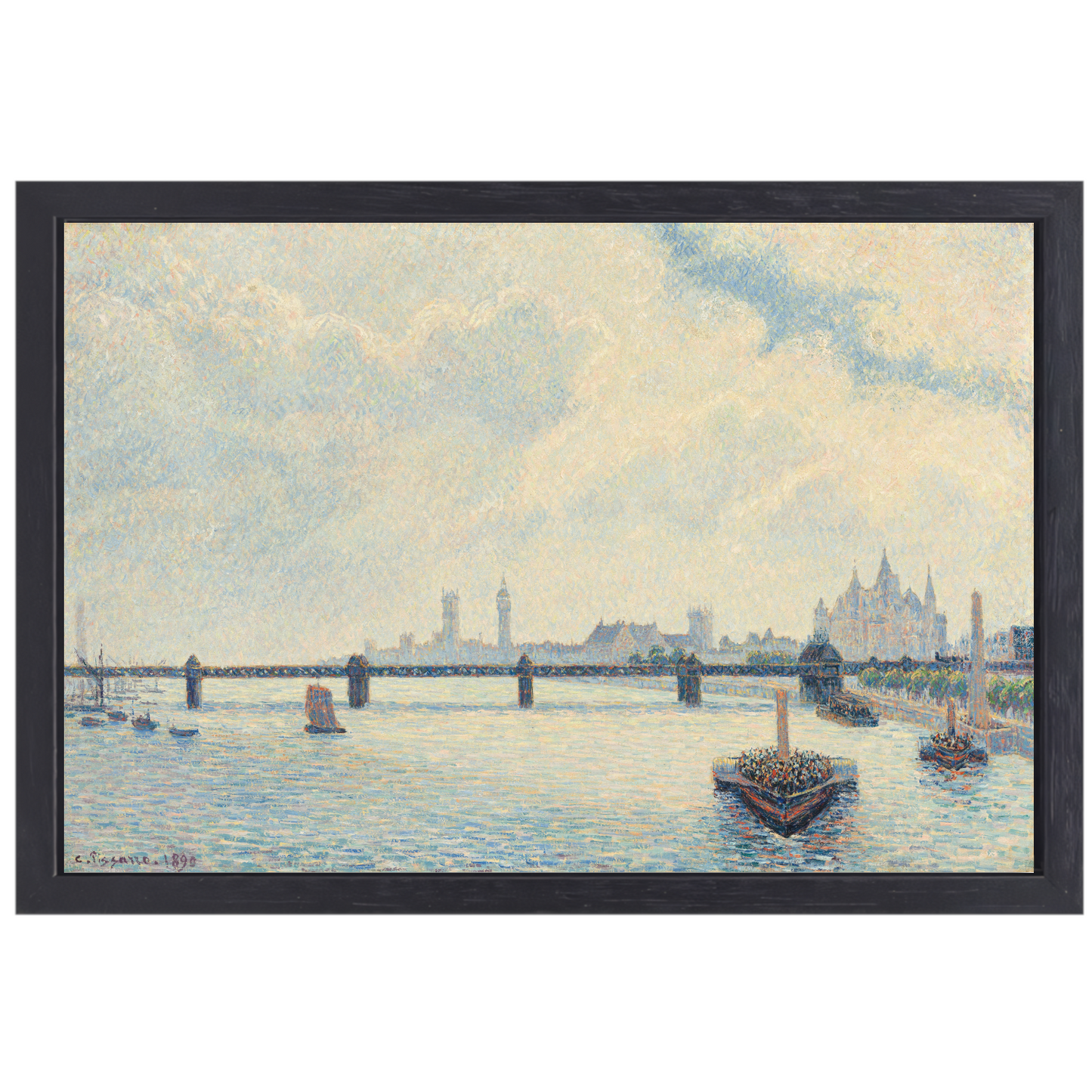Charing Cross Bridge, Londen - Claude Monet canvas met baklijst