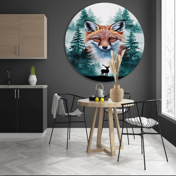 Vos en hert in boslandschap kunst forex muurcirkel