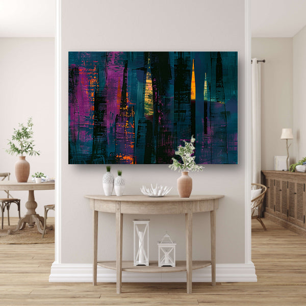 Abstracte kaarsen en stad in levendige kleuren acrylglas