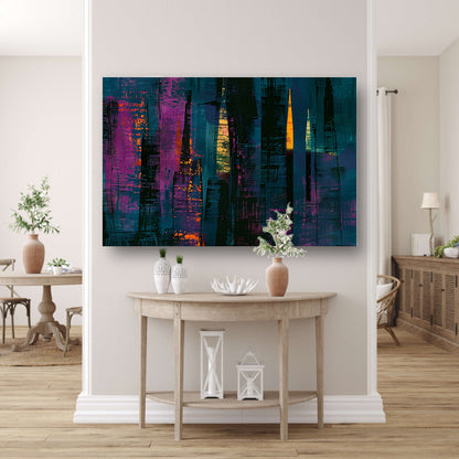 Abstracte kaarsen en stad in levendige kleuren acrylglas