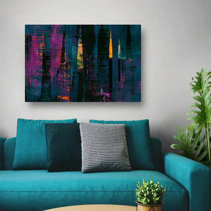 Abstracte kaarsen en stad in levendige kleuren acrylglas