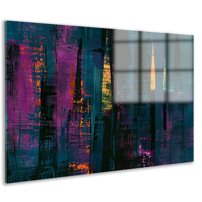 Abstracte kaarsen en stad in levendige kleuren acrylglas