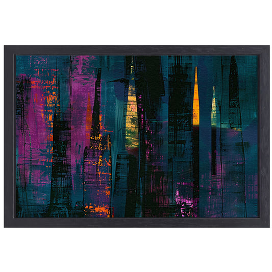Abstracte kaarsen en stad in levendige kleuren canvas met baklijst