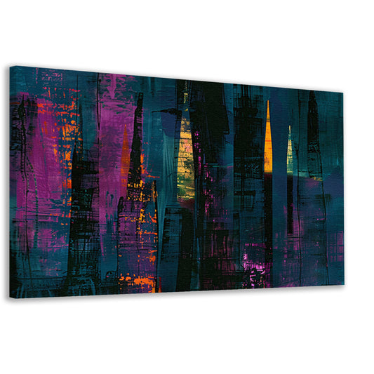 Abstracte kaarsen en stad in levendige kleuren canvas