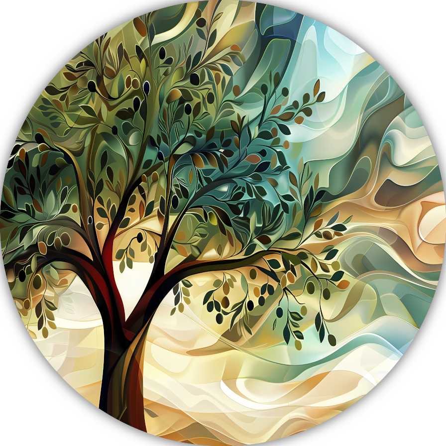 Abstracte olijfboom met takken forex muurcirkel