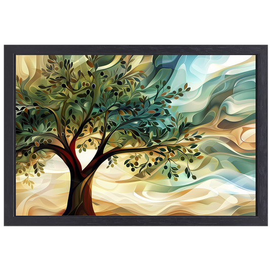 Abstracte olijfboom met takken canvas met baklijst