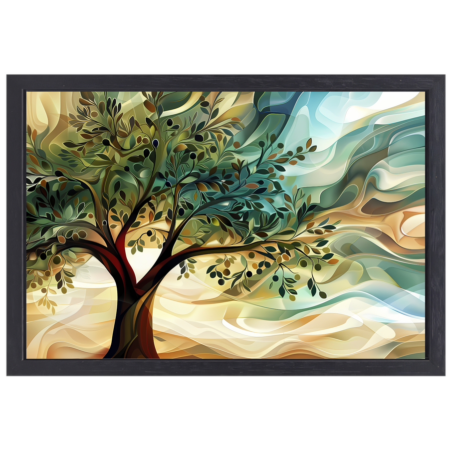 Abstracte olijfboom met takken canvas met baklijst