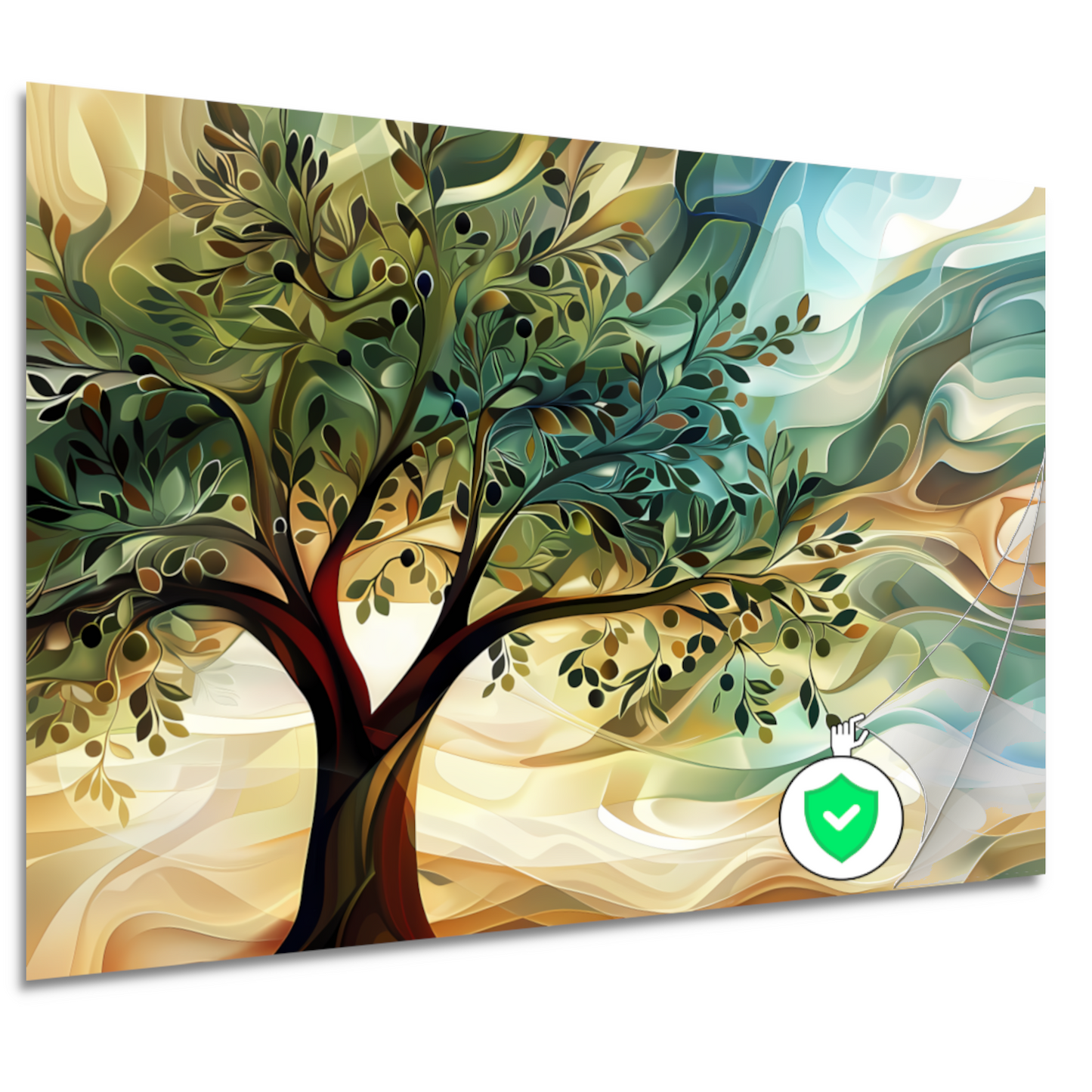 Abstracte olijfboom met takken poster