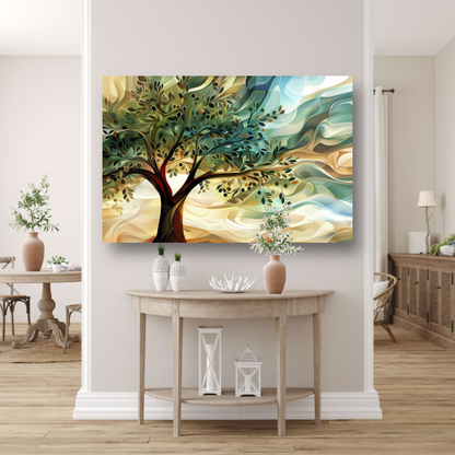 Abstracte olijfboom met takken canvas met baklijst