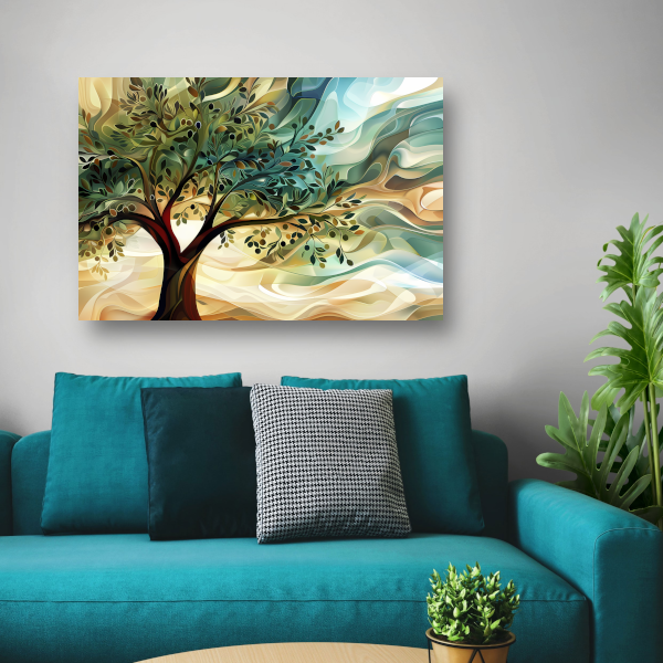 Abstracte olijfboom met takken poster