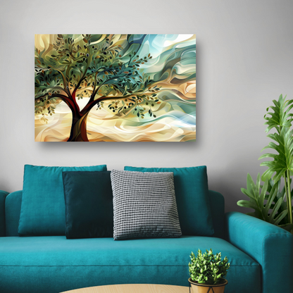 Abstracte olijfboom met takken poster