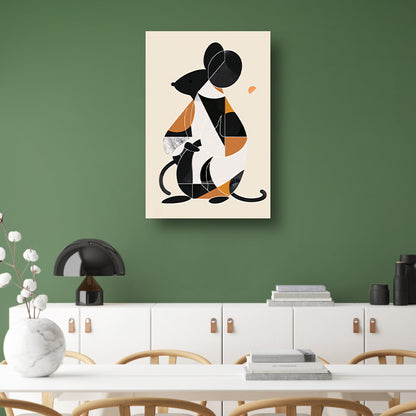 Abstract Minimalistisch Muis in Aardse Kleuren canvas met baklijst