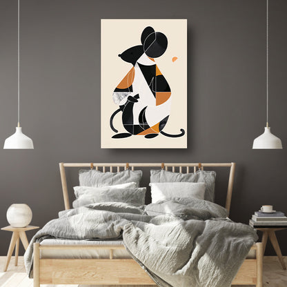 Abstract Minimalistisch Muis in Aardse Kleuren canvas