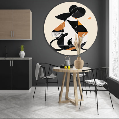 Abstract Minimalistisch Muis in Aardse Kleuren aluminium muurcirkel