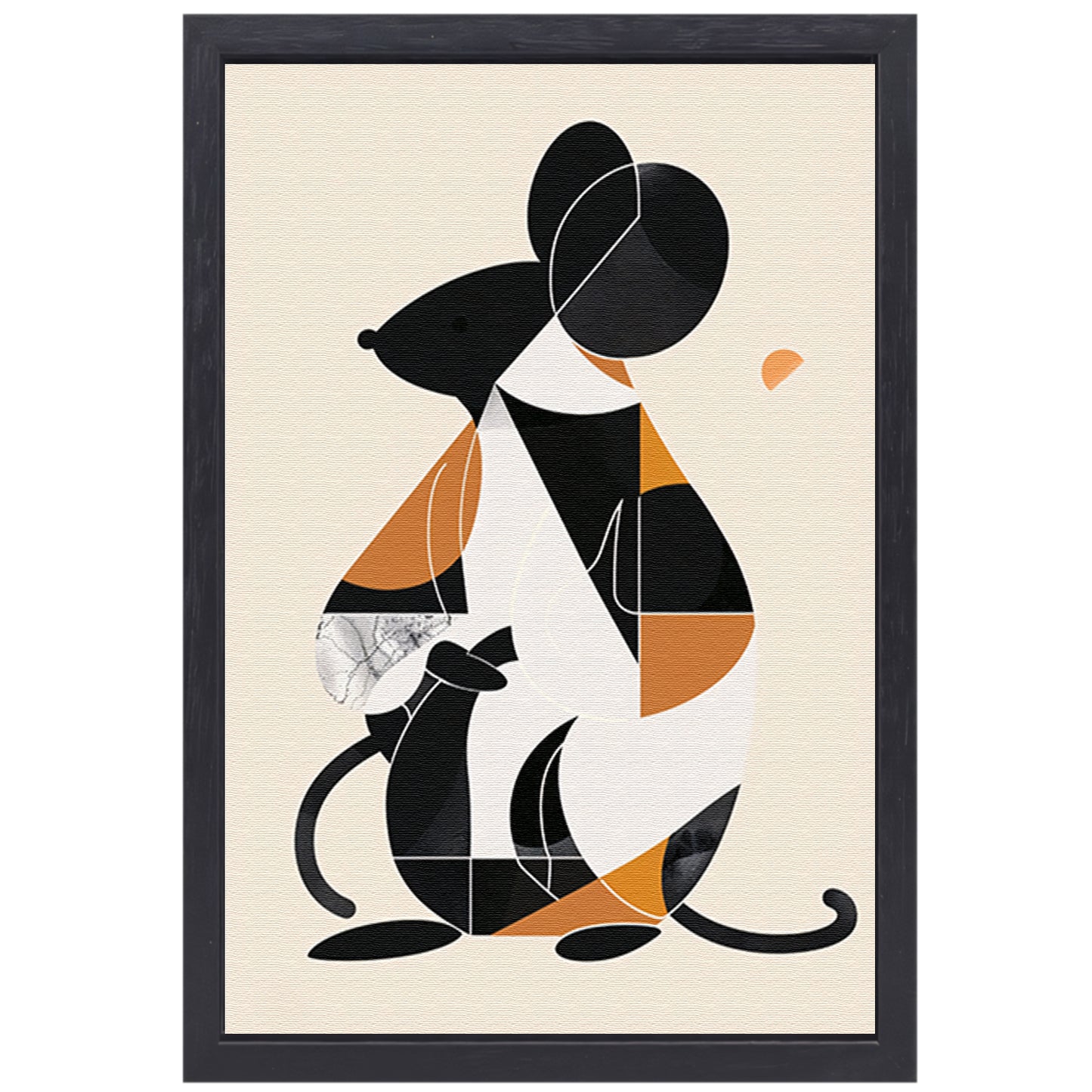 Abstract Minimalistisch Muis in Aardse Kleuren canvas met baklijst