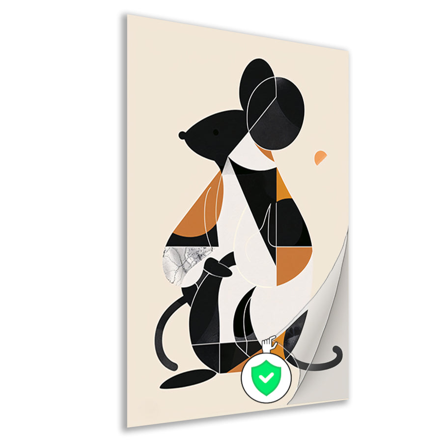 Abstract Minimalistisch Muis in Aardse Kleuren poster