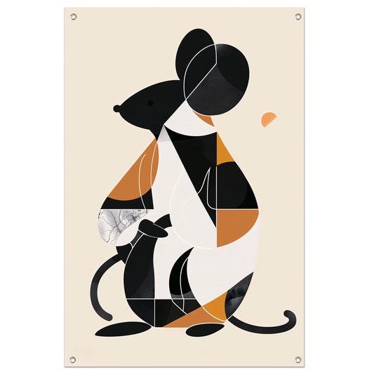 Abstract Minimalistisch Muis in Aardse Kleuren tuinposter