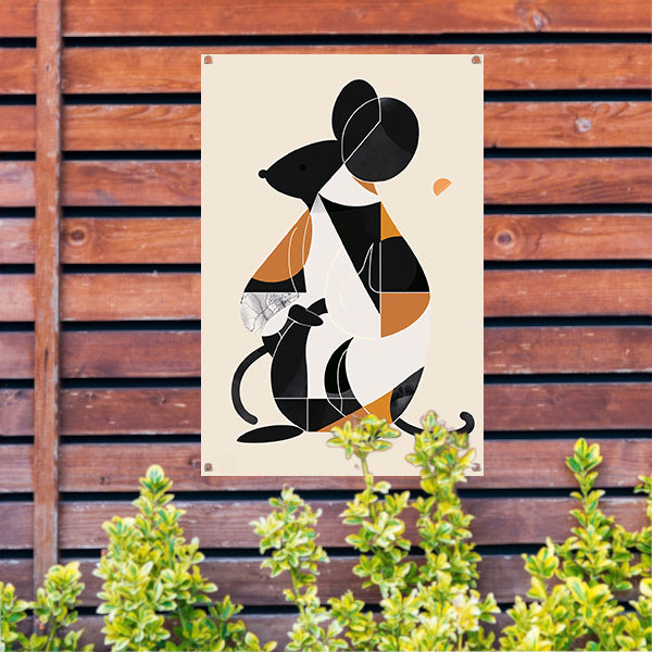 Abstract Minimalistisch Muis in Aardse Kleuren tuinposter