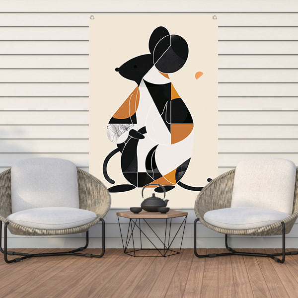 Abstract Minimalistisch Muis in Aardse Kleuren tuinposter