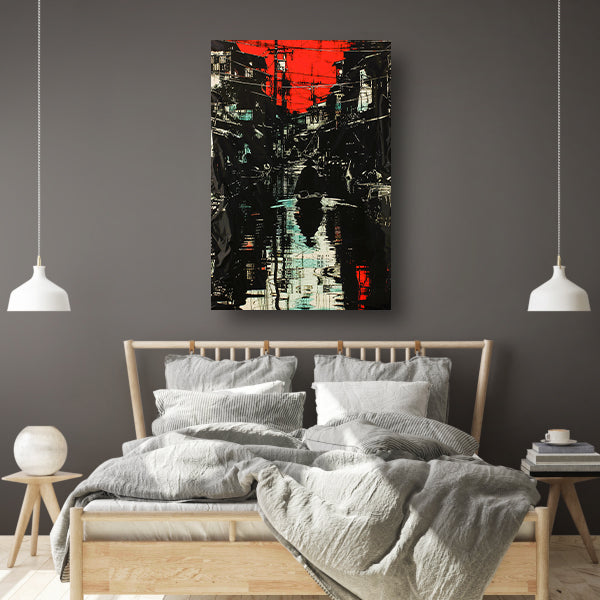 Moderne stadswandeling met dramatische reflecties acrylglas