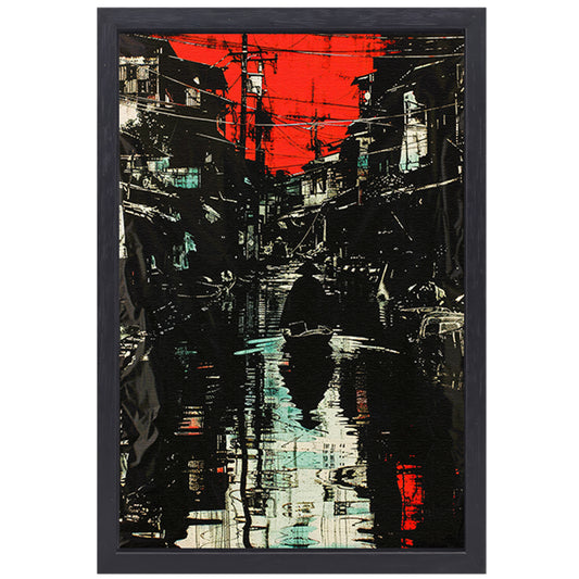 Moderne stadswandeling met dramatische reflecties canvas met baklijst