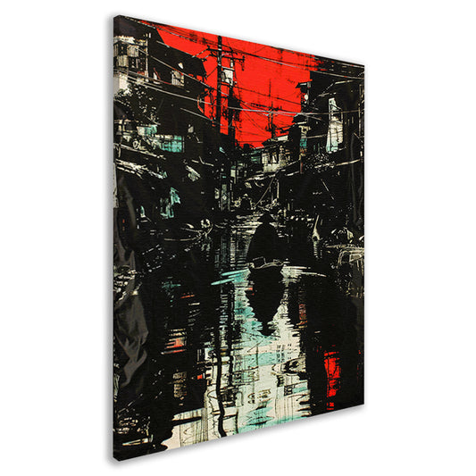 Moderne stadswandeling met dramatische reflecties canvas