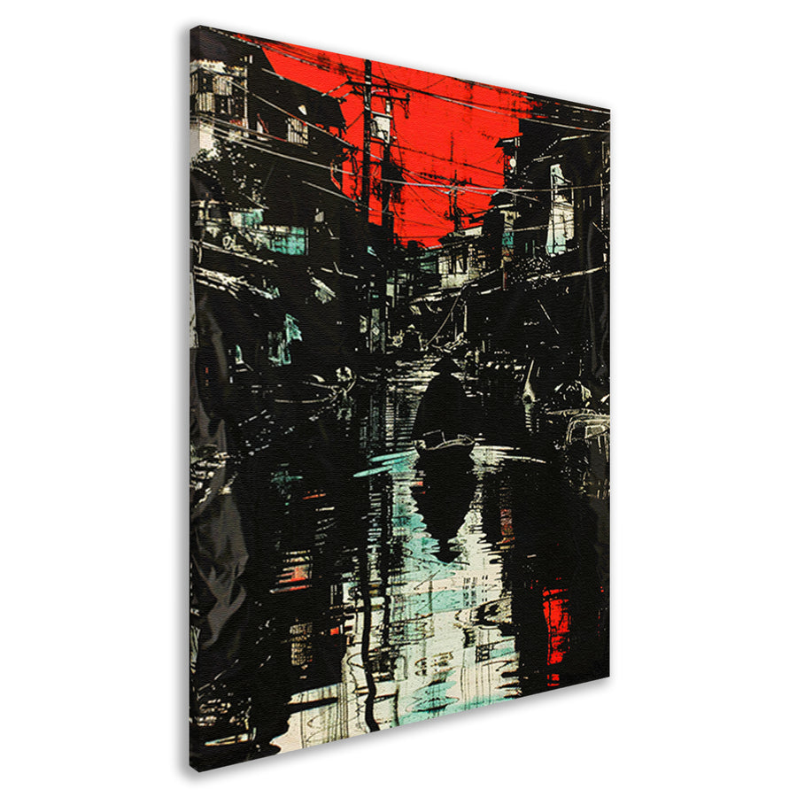 Moderne stadswandeling met dramatische reflecties canvas