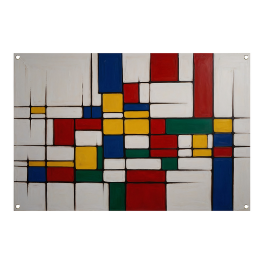 Geometrische Harmonie in Primaire Kleuren tuinposter