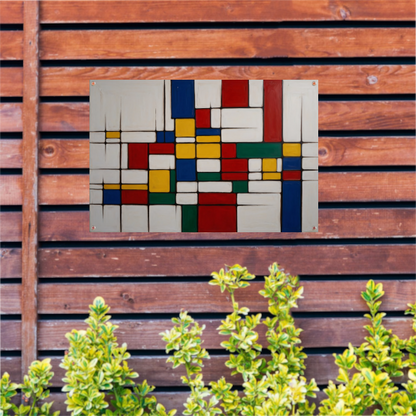Geometrische Harmonie in Primaire Kleuren tuinposter