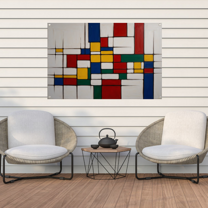 Geometrische Harmonie in Primaire Kleuren tuinposter