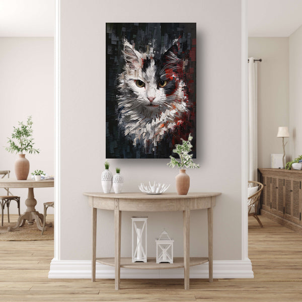 Abstracte Kat met Levendige Ogen poster