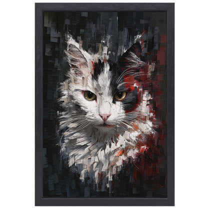 Abstracte Kat met Levendige Ogen canvas met baklijst