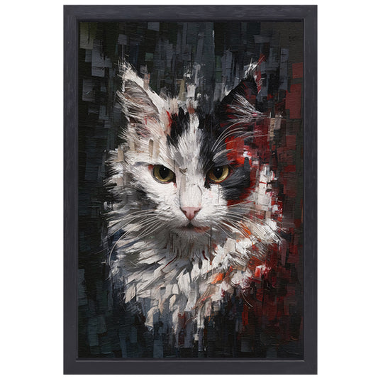 Abstracte Kat met Levendige Ogen canvas met baklijst