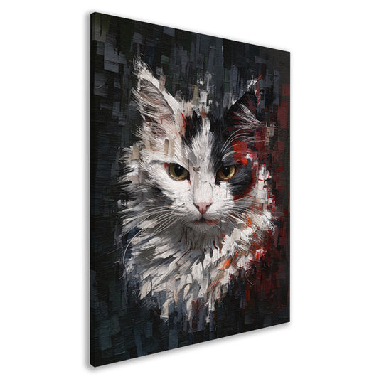 Abstracte Kat met Levendige Ogen canvas