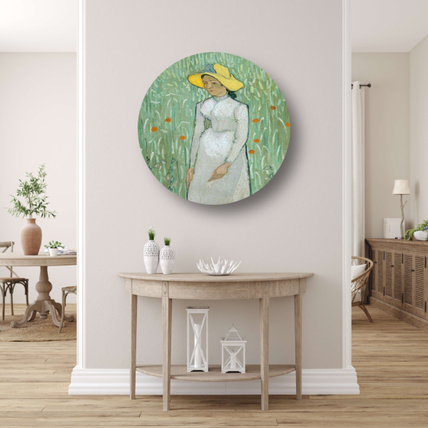 Meisje in het wit - Vincent van Gogh aluminium muurcirkel