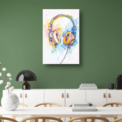 Kleurrijk Aquarel Koptelefoon Kunst poster