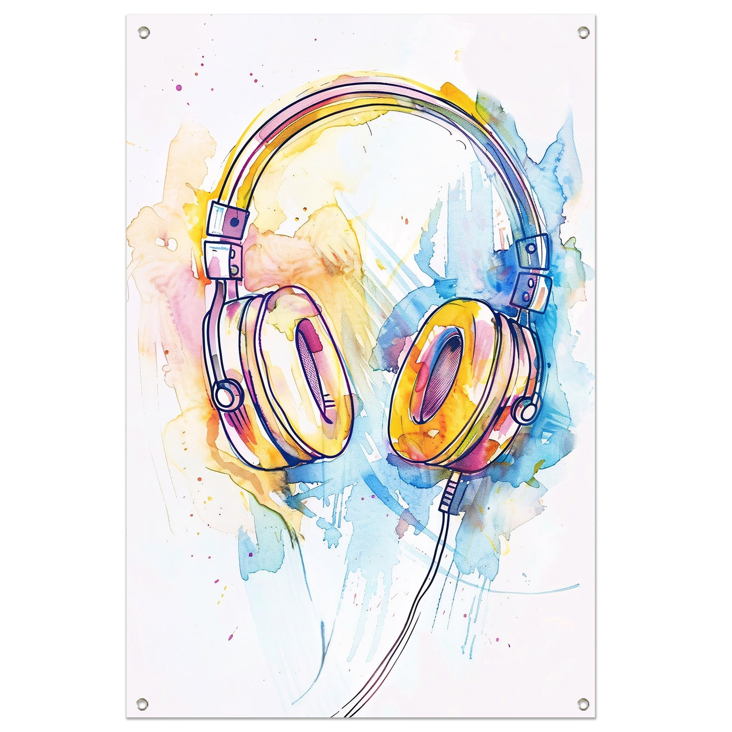 Kleurrijk Aquarel Koptelefoon Kunst tuinposter