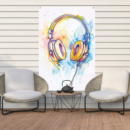 Kleurrijk Aquarel Koptelefoon Kunst tuinposter